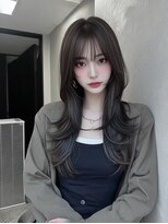 ロッソ 大橋店(Rosso)&nbsp;黒髪のふんわり顔まわりレイヤー【大橋】