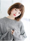シースルーバングのゆるふわボブ