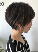 丸みショート×耳かけショート