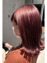 ヘアーアンドビューティーザ エフ(Hair Beauty the F)&nbsp;＊ブリーチオンカラー_チェリーピンク_外ハネミディアム_m24