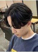 センターパートニュアンスパーマセンター分けワンカールパーマ