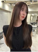 韓国ヘアグレージュカラーブリーチ無し髪質改善イヤリングカラー