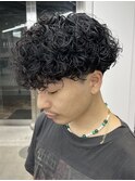 強めプードルパーマメンズマッシュスペインカールフェード短め