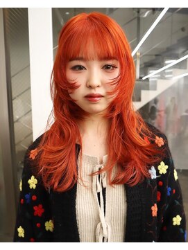 レコ 渋谷(LECO) ハイトーンケアブリーチキャロットオレンジカラーウルフ
