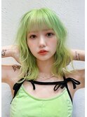 ライトグリーンダブルカラーインナーカラーケアブリーチ