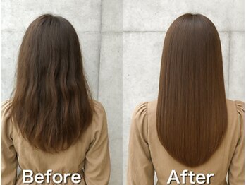 LUVISM 栄店/名古屋/ダブルカラー/ブリーチ/顔周りレイヤー/学割【5月1日OPEN(予定)】の写真/自然な仕上がり！ワンランク上のストレート！ダメージレスな髪質改善縮毛矯正で理想を実現！