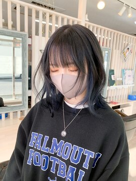 フリーダムメルシー(freedom Merci) ■顔まわりウルフレイヤー　グラデーションブルー