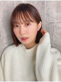 ストレートボブ＿チェリーブラウンフェミニンロング