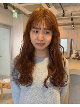 ルーム(Loom.) オレンジブラウンロング重ためスタイルシースルーバング