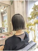 髪質改善縮毛矯正で切りっぱなし外ハネストレートボブスタイル
