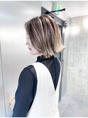 外ハネボブ×ハイライトカラー