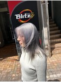 くびれヘアアプリコットオレンジハイライトカラーくすみベージュ