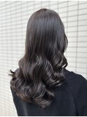 ダークグレージュ/コテ巻き風パーマ/デジタルパーマ小顔レイヤー