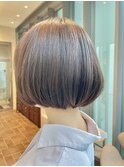 首周りスッキリミニボブスタイル グレージュカラー/40代