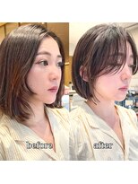 アフロートリノ(AFLOAT Leino)&nbsp;【修】20代30代40代◎透明感カラー×韓国切りぱなしボブ