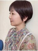 大人可愛いショートボブ/ニュアンスカラー/ぱっつん前髪