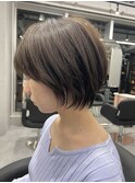 小顔ヘア20代30代ショートボブニュアンスカラーグレージュカラー