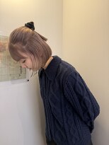 ユー(yew) ハイトーンボブ×ミルクティーベージュ×前髪カット