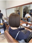 マロンベージュ×ミニボブ