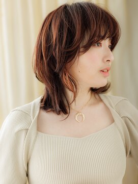 カバーヘア ブリス 北浦和(COVER HAIR bliss) イヤリングカラーハイレイヤーウルフマレットヘアY北浦和20代
