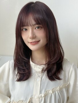 バイオレット 表参道店(Violet) ミディアムレイヤーカット/バーガンディカラー