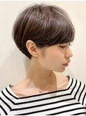 丸みマッシュショート/絶壁解消/好印象ヘア/前髪あり/大人くせ毛