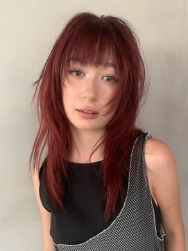 ペレ 原宿(PELE) ダークパープルナチュラルショート夏のヘアアレンジ原宿