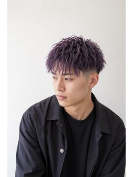 アーダーヘアサロン 武生店(ADER HAIR SALON) メンズ個性派パープルスパイラルパーマ×フェードショート