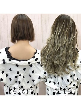 あるじゃんすー 横浜店 アッシュ×ベージュ#シールエクステ#フリンジウェーブ#横浜