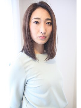 ナトゥーラ 八事店(Natura) 内巻きセミロング前髪なしスタイルブラウンナチュラル