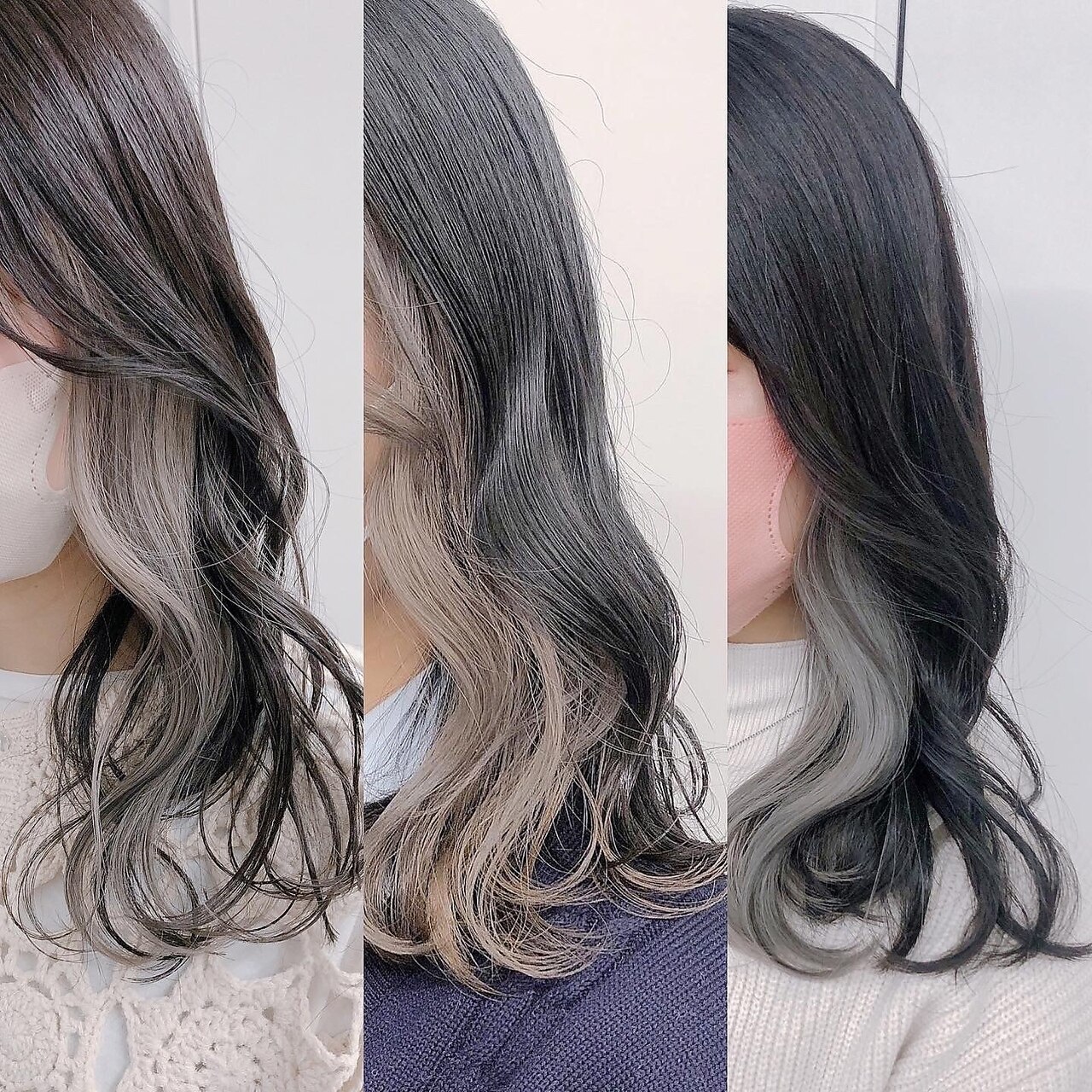 サイ アオヤマ(sai AOYAMA)&nbsp;インナーカラーホワイトグレージュ透明感デザインカラーブリーチ