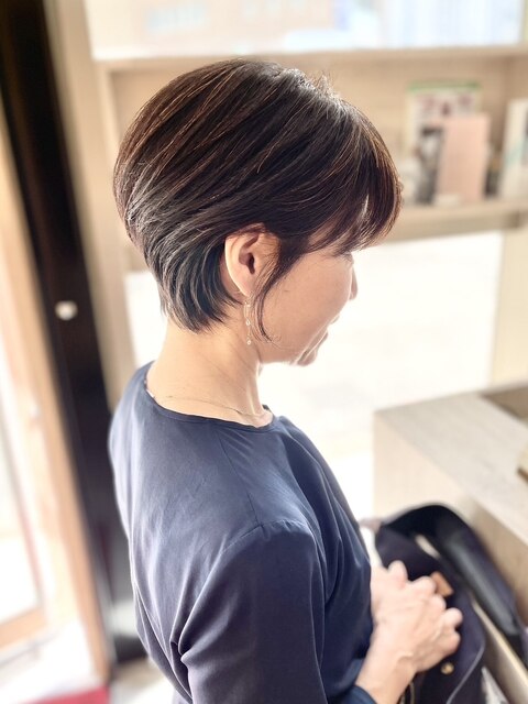 お客様のリアルなショートヘアスタイル　50代【名古屋駅actif】