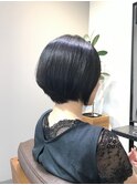 ダークアッシュ×360度美魔女ショート×髪質改善×耳掛けボブ