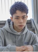 スペインカールスパイキーショートブルーブラック韓国マッシュ
