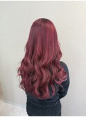 ブリーチあり艶感ワインレッドカラー　船橋駅　船橋