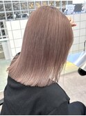 渋谷ピンクベージュカラーペールピンクカラー顔周りレイヤー30代