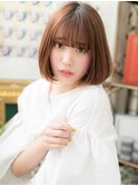 シースルーバング切りっぱなしミディアムボブh4戸頭20代30代40代