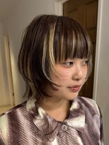 ナループロアポンテ(Nalu pu loa PONTE)&nbsp;レイヤーボブデザインカラーブリーチハイライトボブフルバング