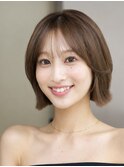 韓国風くびれレイヤー×透けバング小顔ミディボブ