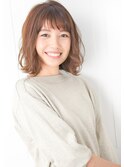 30代40代50代マッシュウルフベージュ_ネイビーシースルーバング