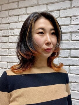 ヘアーメイクミキ 上野本店(hair make MIKI) ポイントカラーオレンジ　レイヤーカット