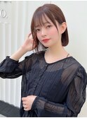 韓国ボブ グレージュアッシュ 前髪カット ぱっつん前髪