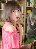 ハイトーンカラー前下がり小顔透け感ミニボブh3志木10代20代30代