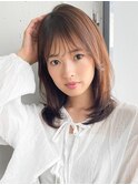 レイヤーカットサイドバング愛されセミディ似合わせカット