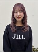 ピンクベージュカラー×レイヤーカット