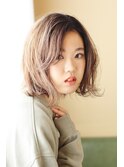 オンブレグラデーション　クリアベージュボブ☆外ハネスタイル