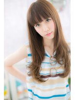 ヘアアンドビューティー ミック(Hair & Beauty miq)&nbsp;目力UP！チェリーブラウン厚めバングのドーリーロングb