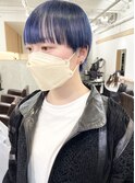マッシュショート_ブラントカット_切りっぱなし_コバルトブル