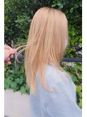 ロングスタイル　ミルクティーカラー