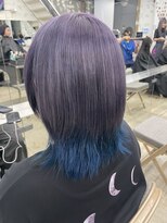 オタクヘア 渋谷(OTAKU HAIR) 紫×青カラー[前髪 マチルダボブ ピンクベージュ]渋谷駅